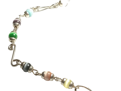 Collana girocollo con perle occhio di gatto in argento sterling - lunghezza 15 pollici - .925 - Foto 4 di 4