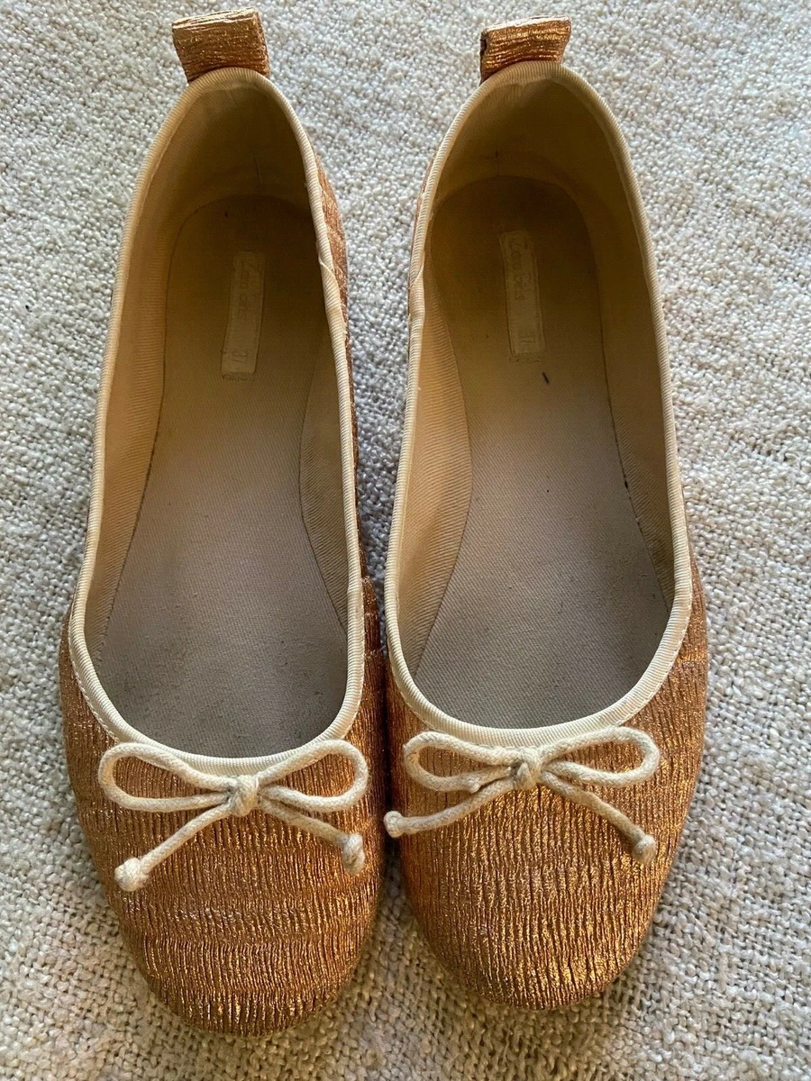 Gold sparkly shop flat shoes