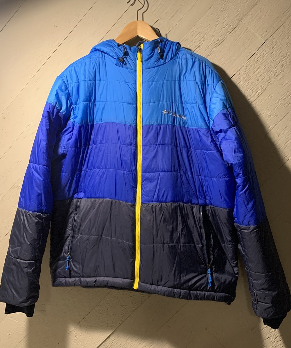 Adidas Primaloft Puffer Jacket Men's Large Blue Hooded Size L
