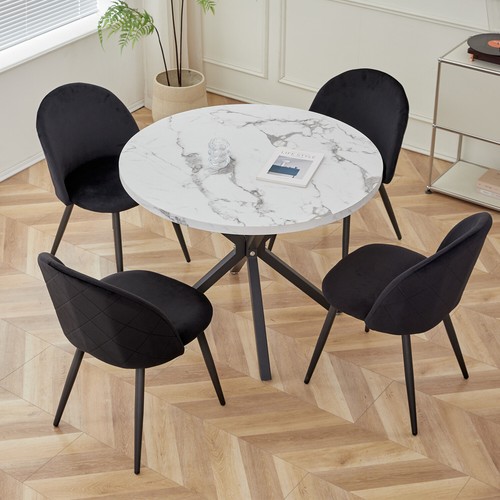 Set di 2 Sedie da Pranzo in Velluto, Sedie Imbottite con Gambe in Metallo Nero - Foto 10 di 12