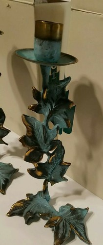 PartyLite Set of 2 9" Ivy Trellis Brass & Green Candle Stick Holders NIB #P0804 - Picture 4 of 10