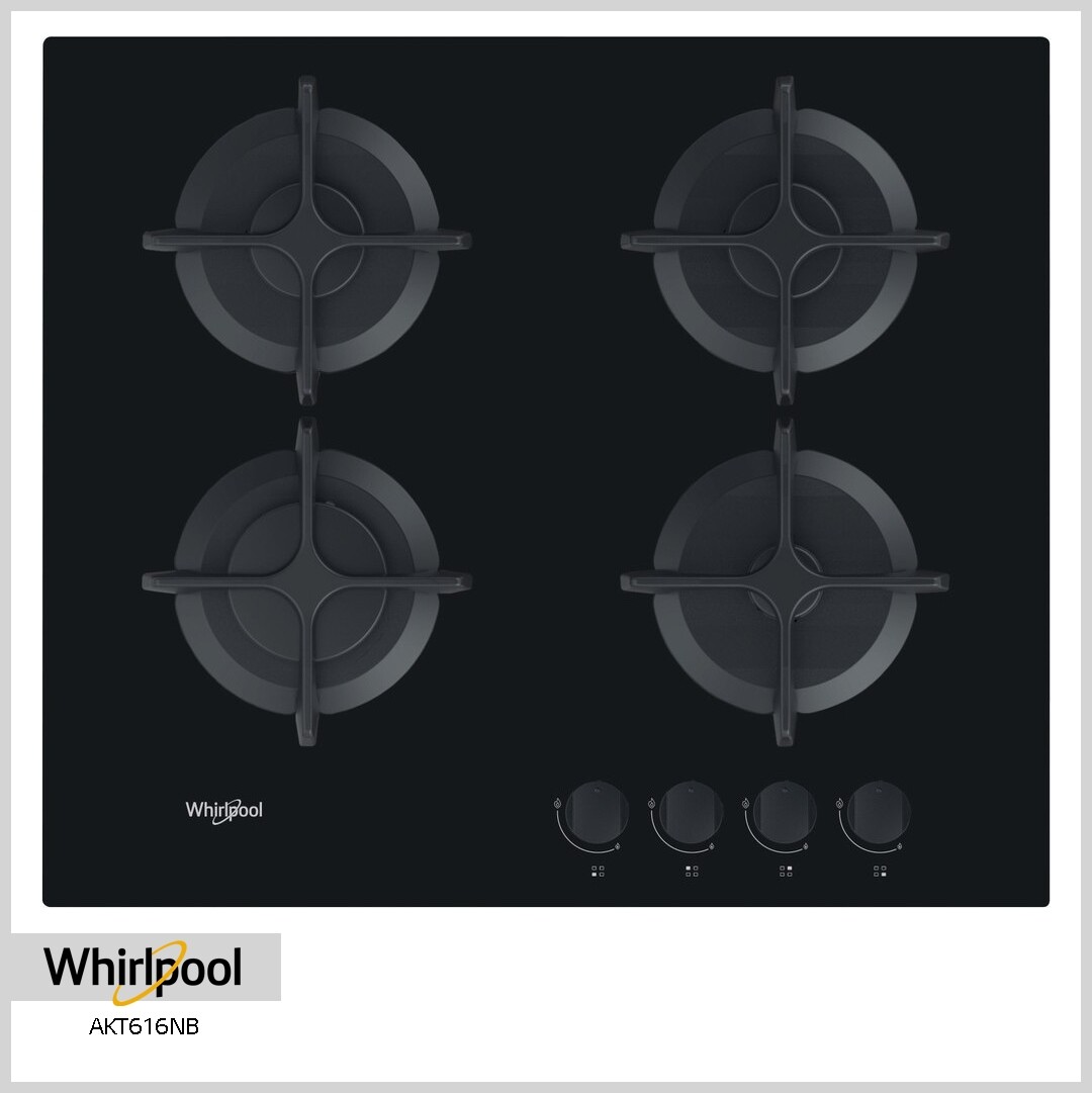 PIANO COTTURA A GAS WHIRLPOOL AKT616NB 4 BRUCIATORI GHISA A INCASSO