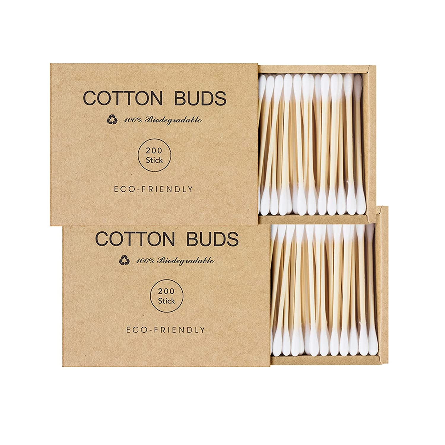 Bamboo Qtips Cotton Swabs with Wooden Sticks Q Tips for Ears Swabs 400 Count Bam
