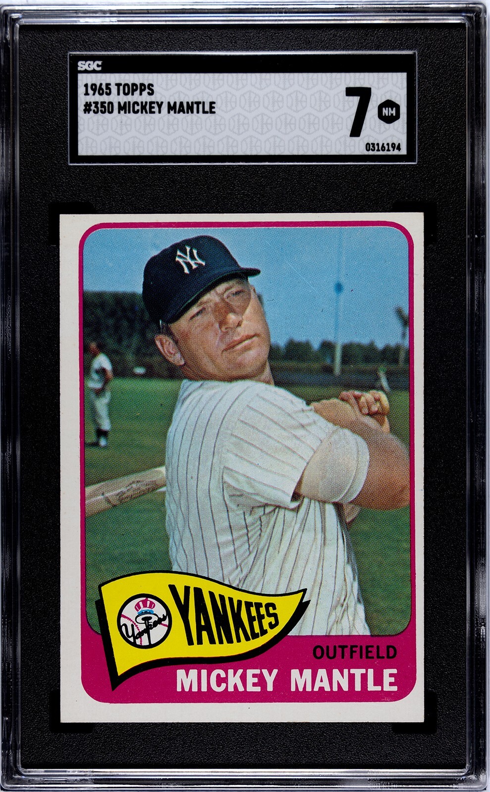 1965 Topps #350 Mickey Mantle SGC 7 NM New York Yankees HOF Investment Grade
