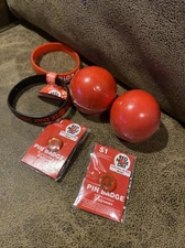 Walgreens Red Nose Day Promo Foam Rubber Clown Circus Pin And Wrist Band Set X2