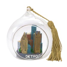 Mini Skyline Detroit Christmas Ornament Open Glass Ball