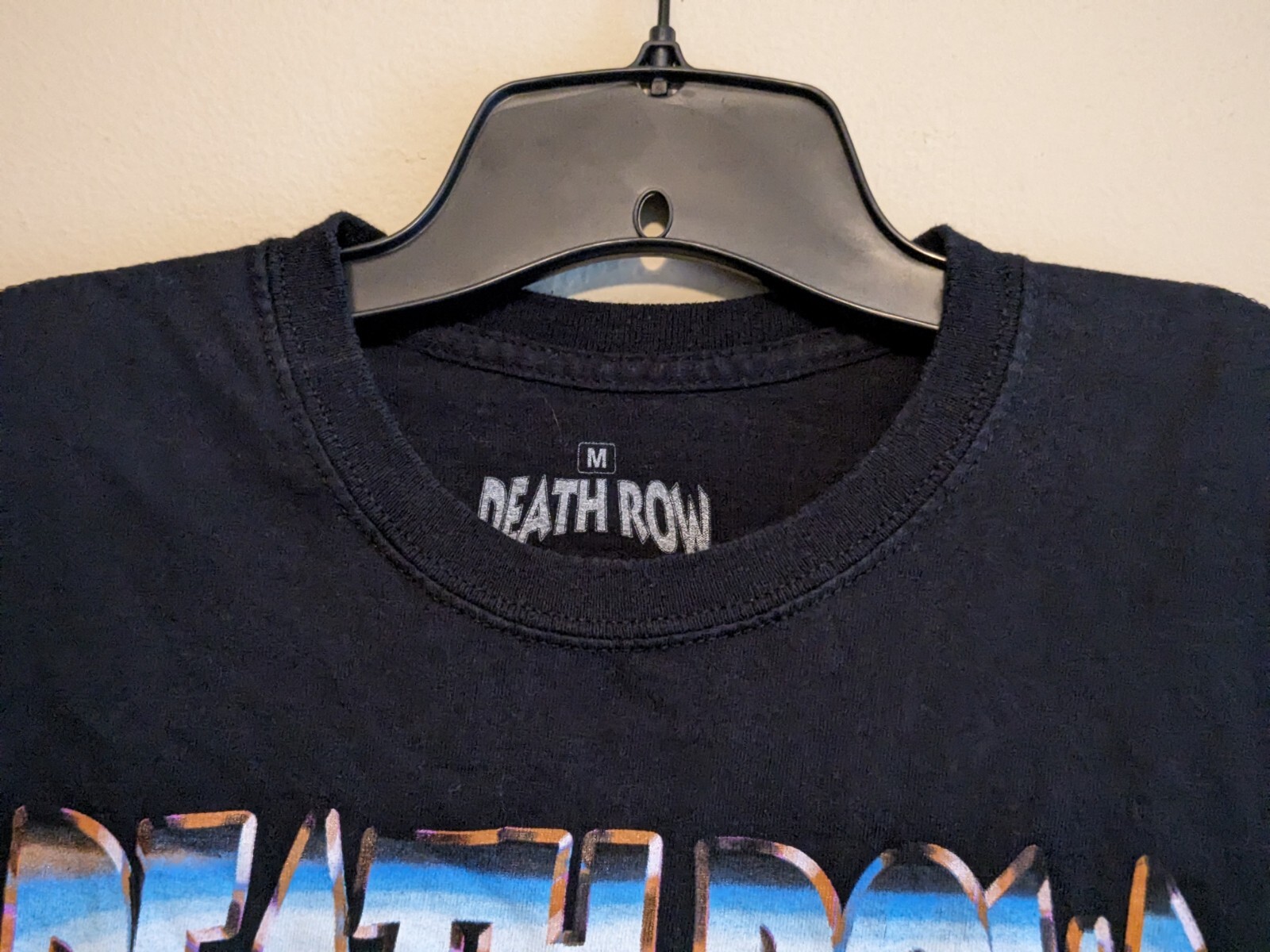 FILA Maglietta Death Row Records Hip Hop Uomo Media Nera Crew Grafica