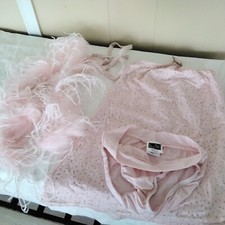 Kelle Pageant/Dance Costume Halloween Pink Sparkles with Feather Boa Child's M