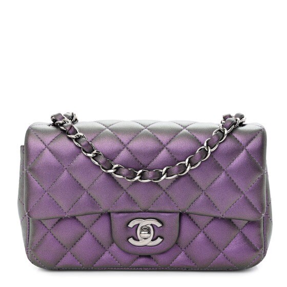 Chanel Mini Rectangular Purple Iridescent Calfski… - image 4
