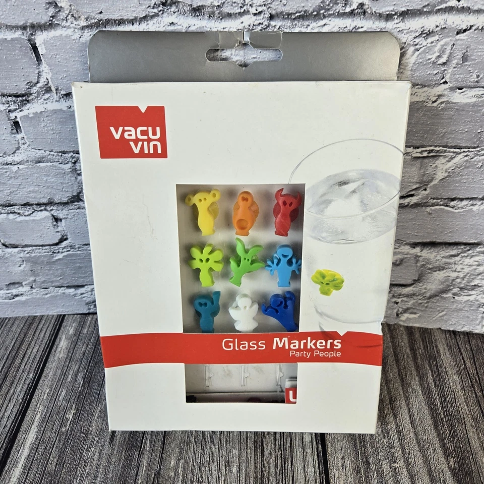 Marcadores de vidrio Vacu Vin - Party People - Paquete de 12 - Nuevos en caja Foto 2 de 4