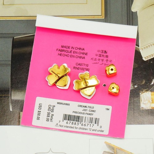 NWT Kate Spade Precious Pansy Pearl Flower Stud Earrings $58 Gold - Picture 5 of 6