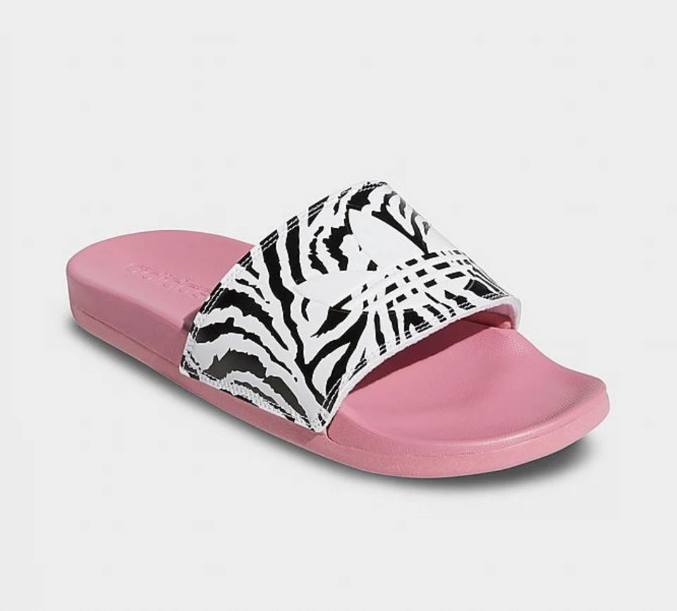 Adidas Adilette Comfort Slide Sandals Pink Zebra GY3560 Trefoil - Image 4 of 4