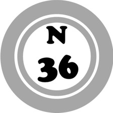 N 36 N36 Bingo Ball - 3 Inch Circle Sticker 3" x 3" - Hobby Number Board Lucky