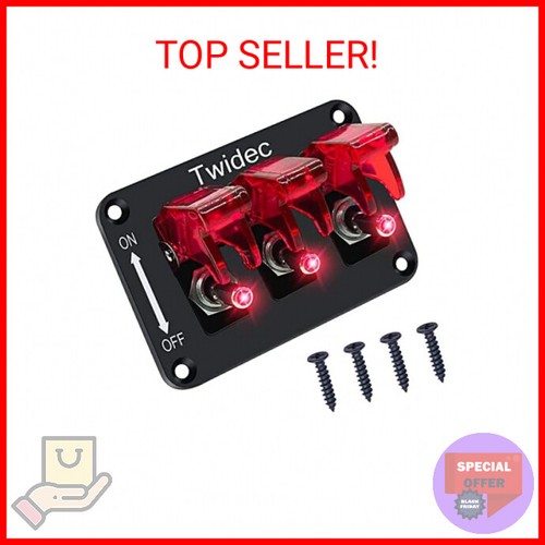 Panel de interruptor de palanca Twidec/3 Gang Rocker con interruptor de palanca de luz LED de 12 V 20A He - Imagen 2 de 2