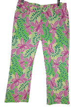 Lilly Pulitzer Womens Size 6 Pink Butterfly Rhinestone Cropped Capri Pants Jean