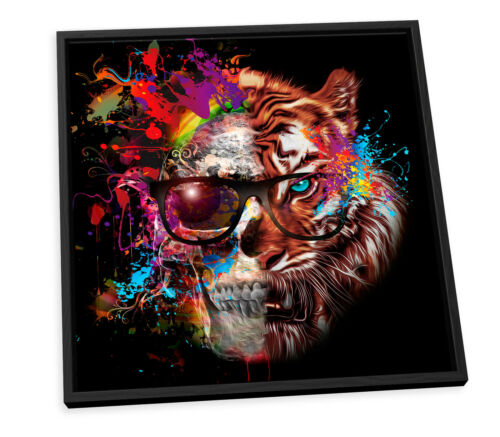 Gafas de sol Tiger Skull multicolor LONA MARCO FLOTADOR Pared Arte estampado - Imagen 1 de 13