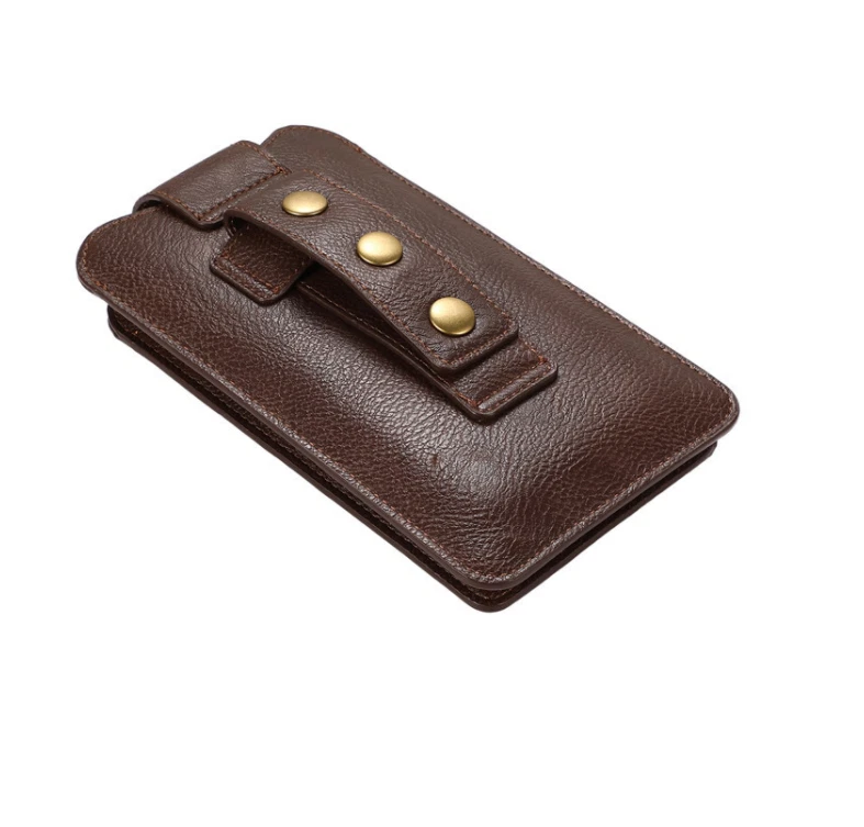 Funda doble de cuero de lujo para teléfono para hombres con lazos funda clip bolsa para cinturón Foto 3 de 4