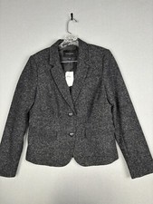 Banana Republic Women's Jacket 10 Black Lined Two Button Wool Blend Career 2954