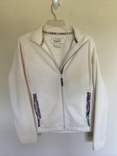 Jonathan Stone Ivory Full Zip Fleece Jacket Check Detail Womens Small Outerwear