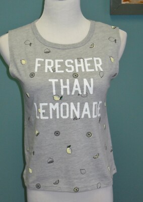 NWT Women's Modern Lux Graphic Gray Tank Top size XS ''FRESHER THEN LEMONADE''