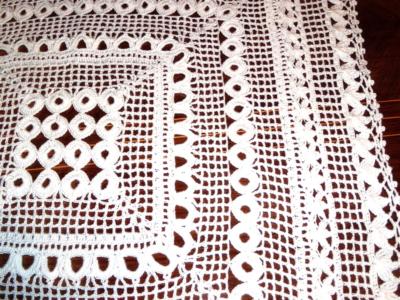 Napperon Chemin De Table Fait Main Crochet Coton Perle 50cm Blanc Artisanat Français
