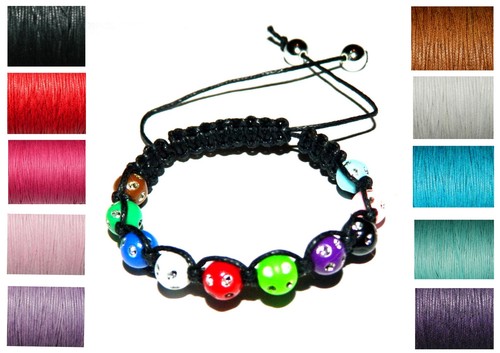 Diamante Beads Cord Braided Friendship Bracelet Making Kit Instructions Macrame - 第 1/1 張圖片