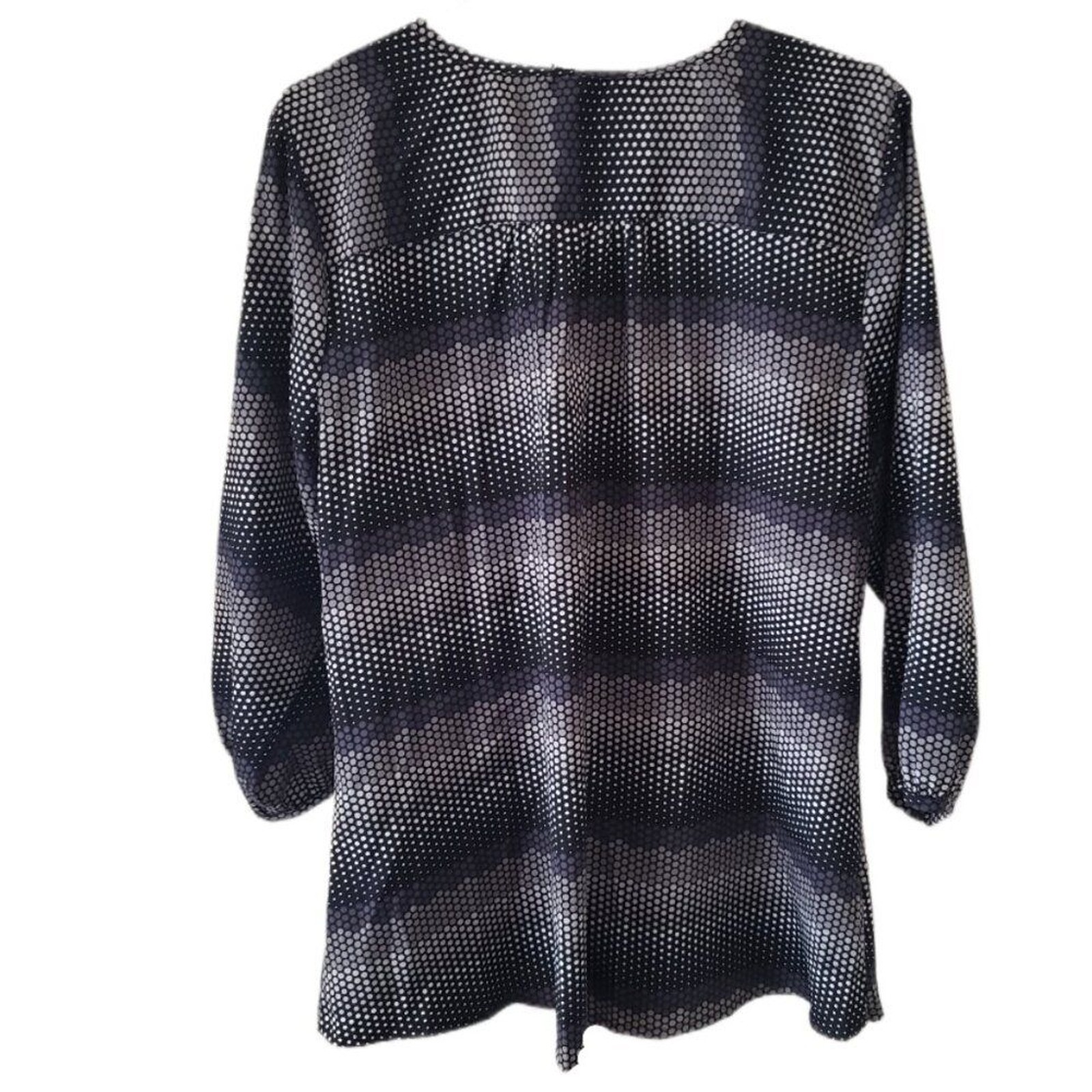 DownEast Patterned Button Down Ruffle Front Blouse - image 3