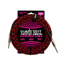 Ernie Ball P06398 Braided Straight to Straight Instrument Cable - 25-foot, Red