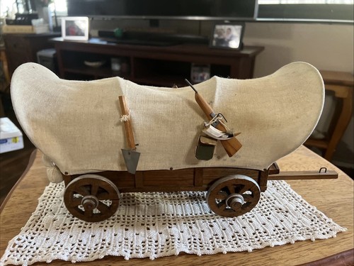 Vintage 9-12" CONESTOGA WAGON HANDMADE WOODEN WESTERN COVERED CHUCK ...