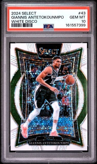 2024 PANINI SELECT #43 GIANNIS ANTETOKOUNMPO WHITE DISCO PSA 10 BUCKS HEAT #/75 view 1