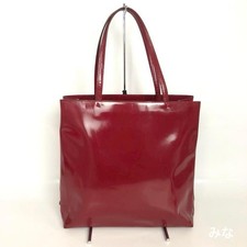 PRADA Leather Shoulder Bag Tote Bag Auth Red ...