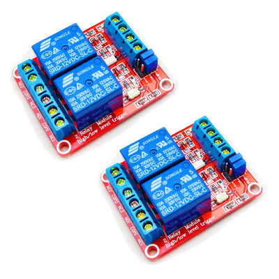 2pcs DC 12V 2 Channel Relay Module with Isolated Optocoupler High and Low Lev...