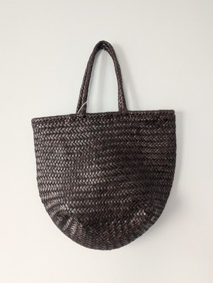 Dragon Diffusion Handwoven Bag Grace Basket Small Dark Brown Leather
