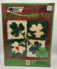 Vintage Latch Hook Kit National Yarn Crafts Irish Design Clover P907 12 x 12 NEW
