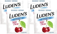 Ludens Sore Throat Drops Minor Sore Throat Relief Sugar Free 75 Count Pack of 4