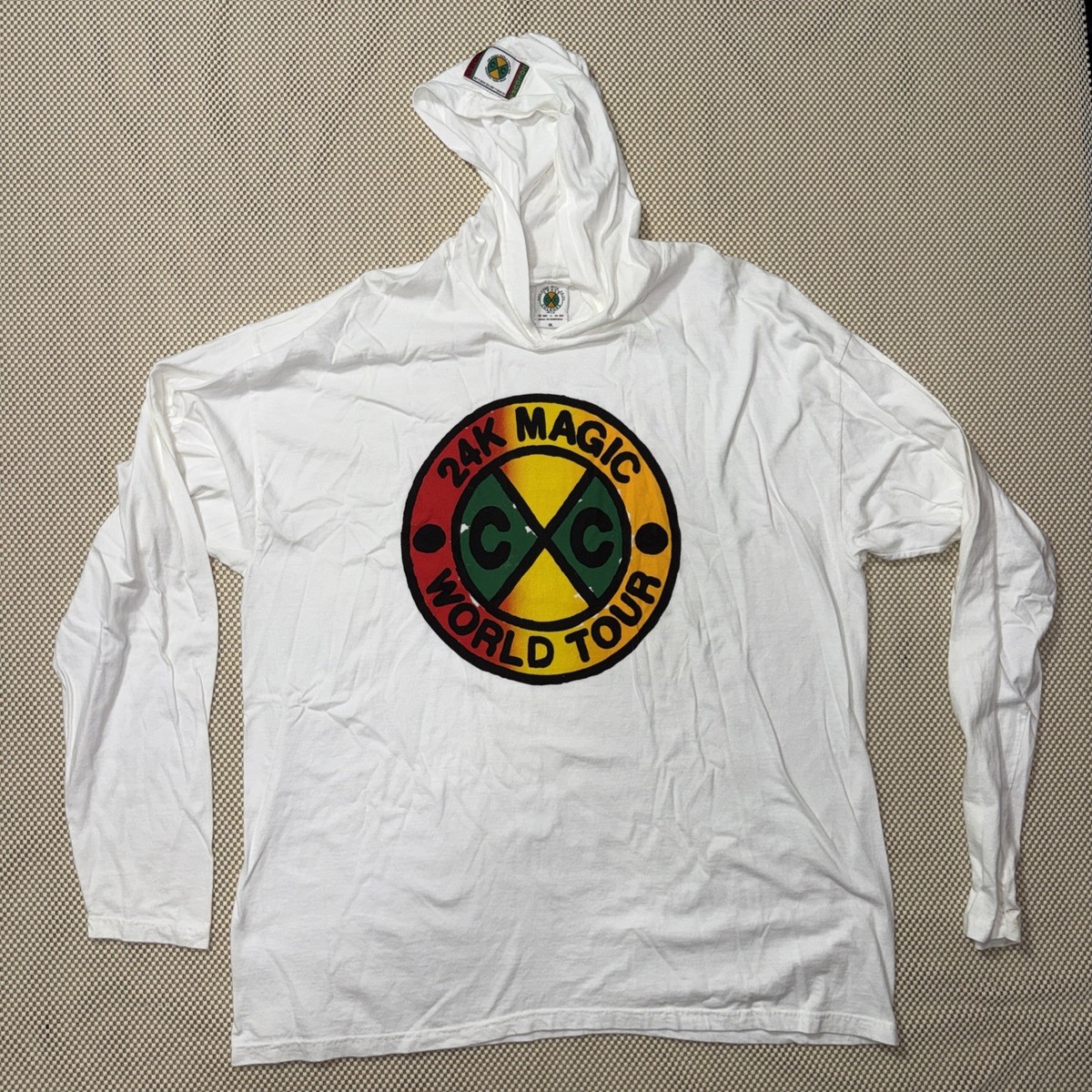 24k Magic World Tour Hoodie White XL Cross Colours Bruno Mars Long 