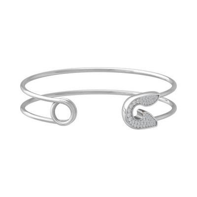 10k White Gold 0.325Ct Lab Grown Diamond Fashion Bangle Bracelet For Women 7.5''