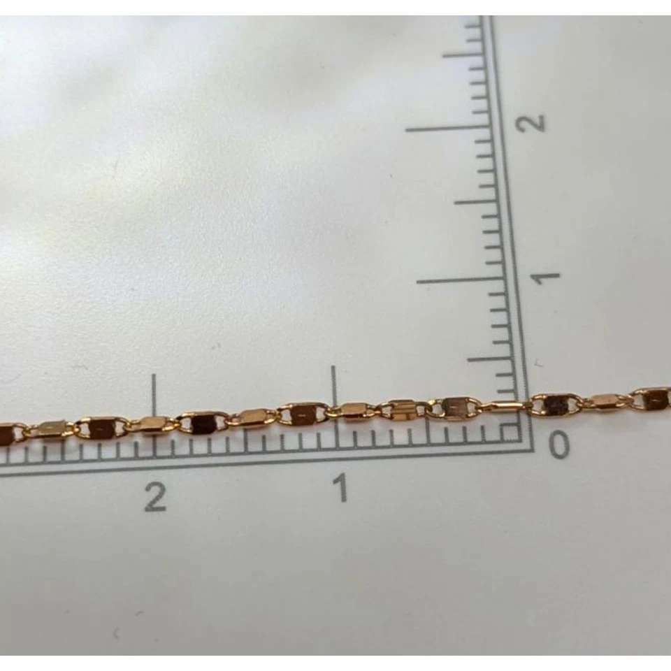 "Collar de cadena italiano de oro de 14 quilates eslabones finos de oro rosa de 22"" hecho en Italia" Foto 2 de 4