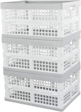 3-Pack Plastic Stackable Collapsible Storage Crate 15 L Stacking Folding Storage