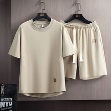Men's Casual Short Sleeve T Shirt Shorts Set Summer Athletic Lounge Wear Outfit