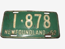 1952 NEWFOUNDLAND License Plate CANADA