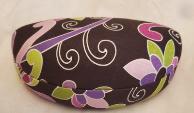 Vintage Vera Bradley Hard Eyeglass Case Black/purple/green Floral Design