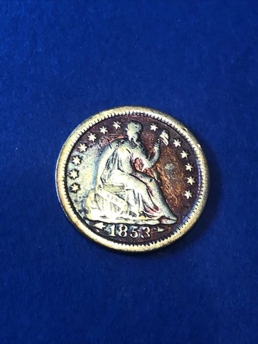 1853 O Seated Liberty Half Dime EF ((Arrows)) Gorgeous Toning Silver