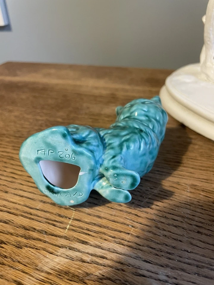 Vintage, Turquoise, Ceramic Cat AP 206 - Anglia Pottery  - Image 3 of 3
