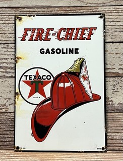 Vintage 1952 Texaco Fire Chief Gasoline Porcelain Metal Sign