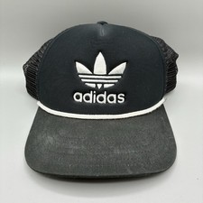 Adidas Originals Embroidered Logo Mesh Back Snapback Trucker Black White Hat
