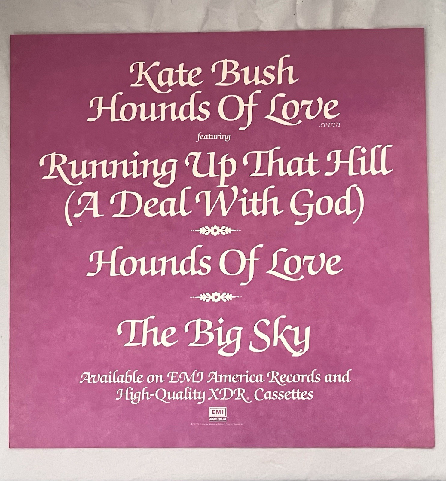 Kate Bush - Hounds of Love ULTRA RARE original promo 12 x 12 poster flat '85