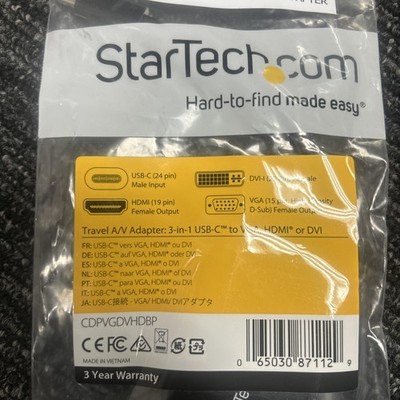 StarTech Travel A/V Adapter: 3-in-1 USB-C to VGA, HDMI or DVI - BRAND NEW