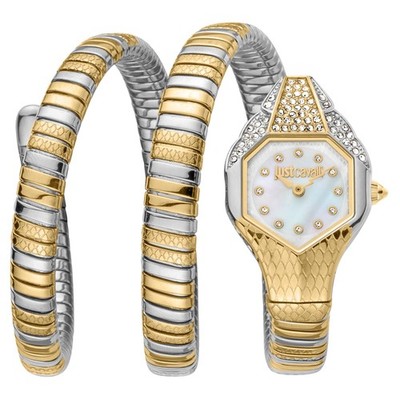 Damenuhr JUST CAVALLI GLAM EVO JC1L193M0055 Edelstahl Golden Schlange
