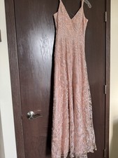 Windsor Blush Pink Floral Embroidered Long A-Line V-Neck Dress Strappy Size 1